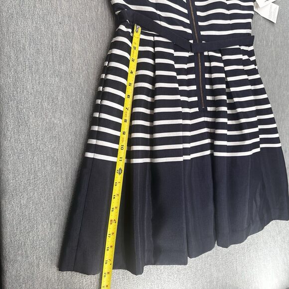 TAYLOR - Women's Navy and White Stripe Fit and Flare Sleeveless Dress Size 10 - Picture 10 of 12
